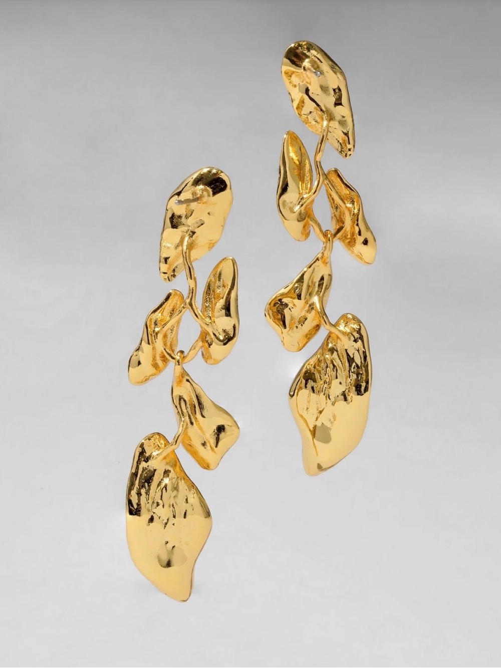 NEW Alexis Bittar Mosaic Molten Gold Post Earrings Leaf SB01